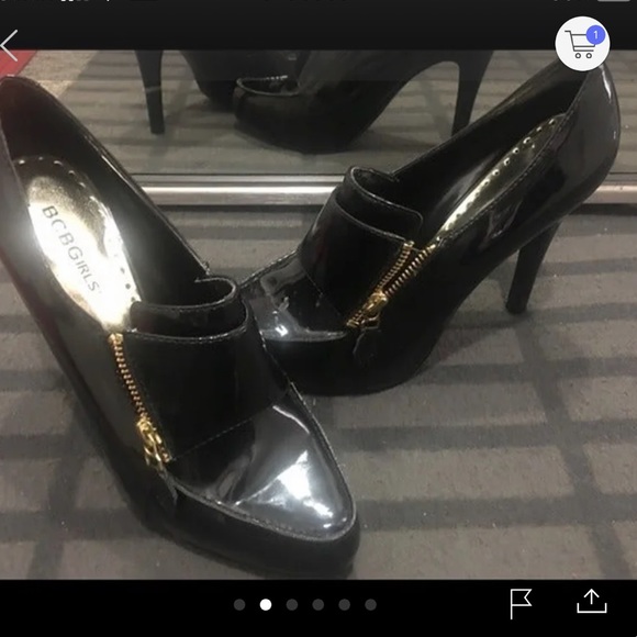 New BCBG girls patent leather platform heels 8.5 - Picture 3 of 5